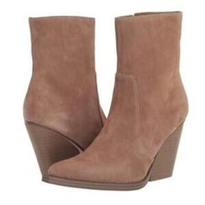 Nine West Gorgeen Tan Suede Leather Pointed Toe Western Bootie Size 10M NWOT